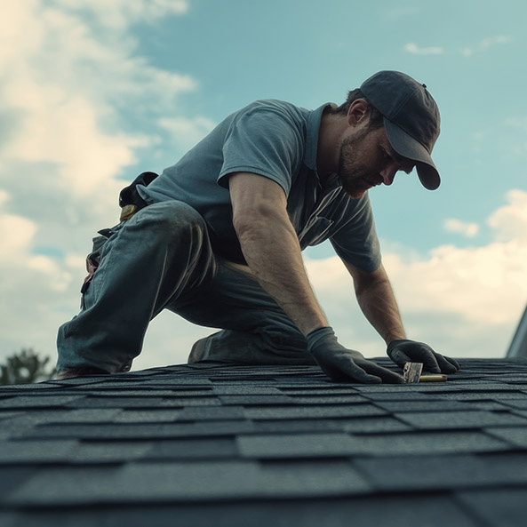 Roofer working